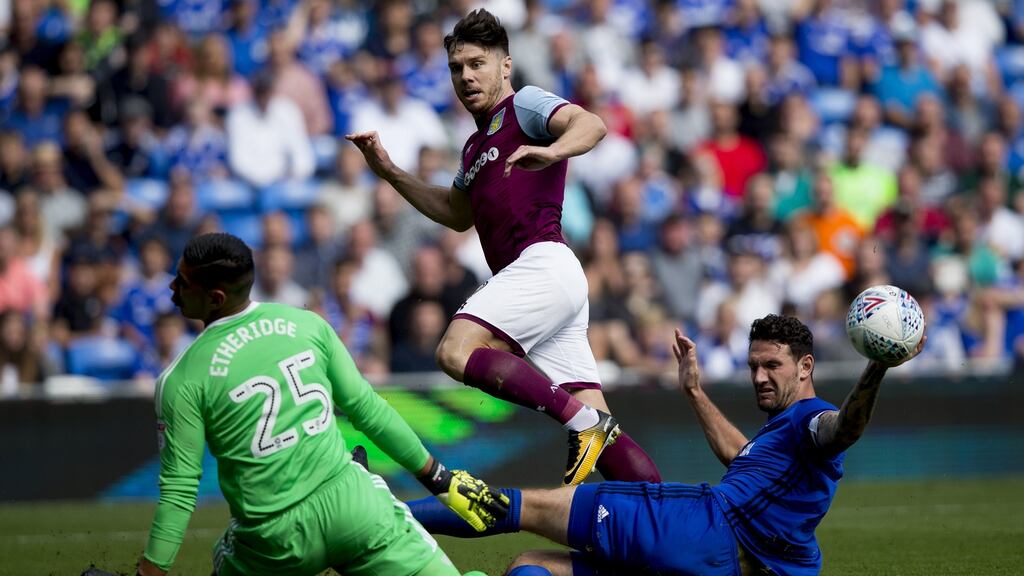 Scott Hogan of Aston Villa in action against Cardiff. The striker could be added to the Republic of Ireland squad.  Photograph:  Neville Williams/Getty Images