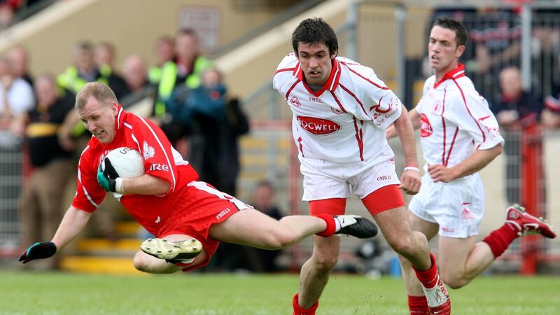 Action from Derry’s win over Tyrone in the Ulster championship in 2006. Photograph: Andrew Paton/Inpho