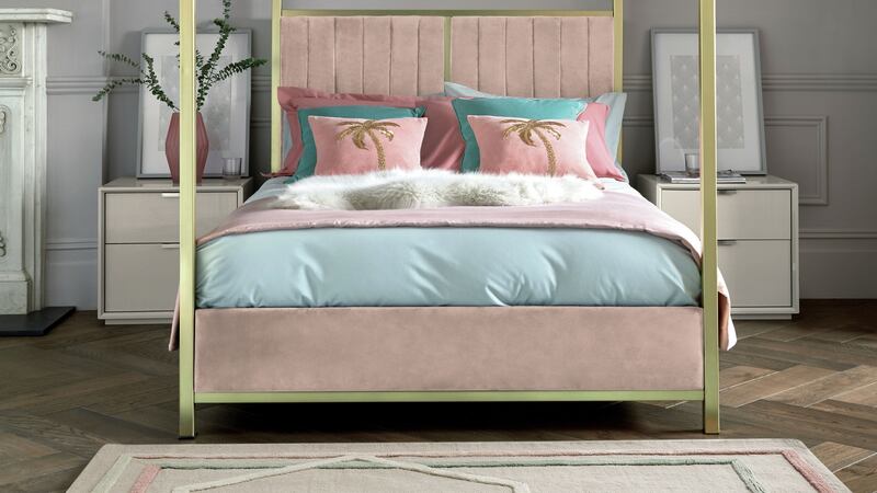 This champagne-coloured four-poster Langdon bed from Next will set the scene nicely for a little drama.