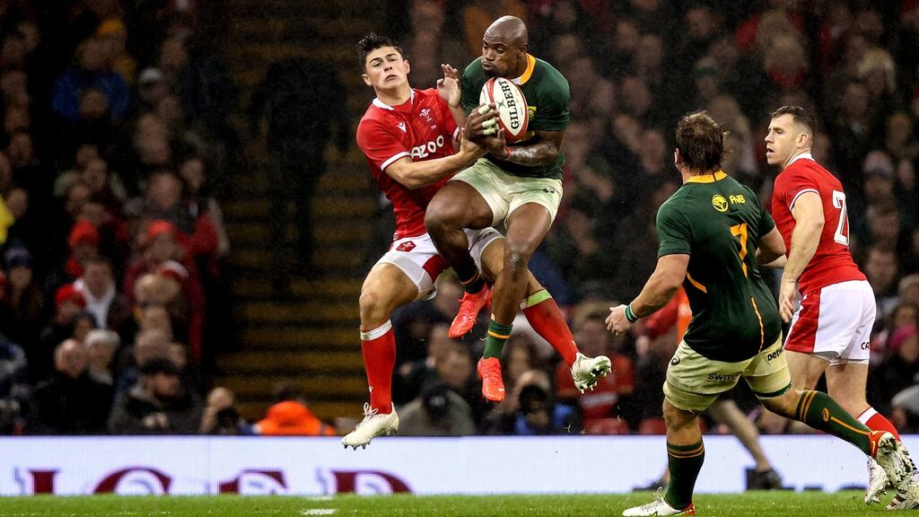 South Africa were narrow winners over Wales in Cardiff last November. Photograph: Morgan Treacy/Inpho