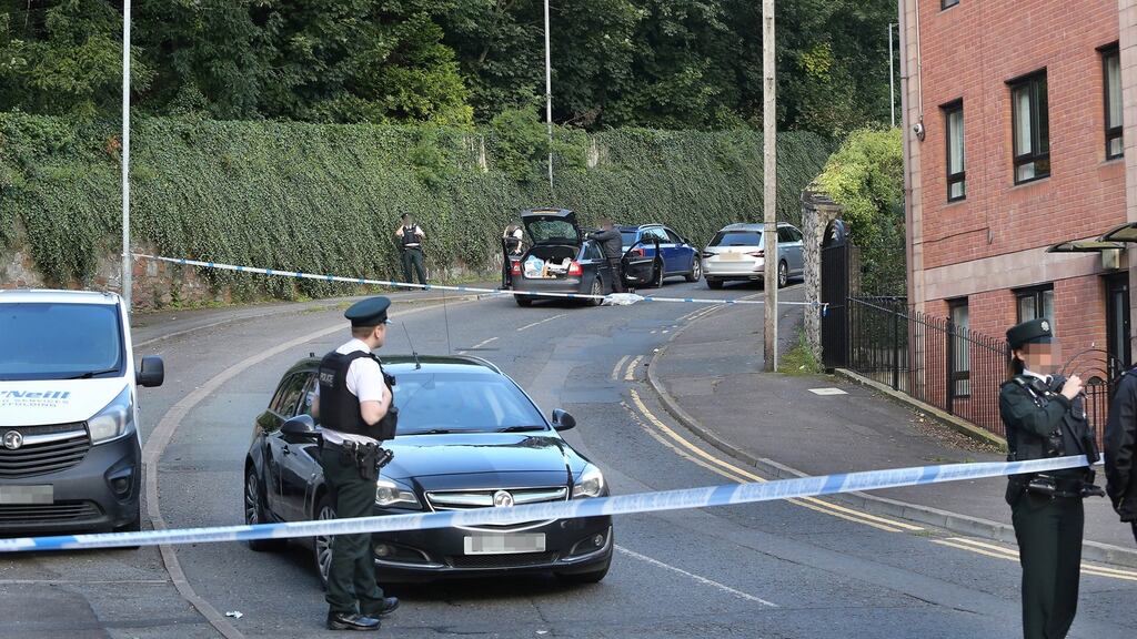 The scene of the security operation at Church View in Strabane on Saturday. Photograph: Margaret McLaughlin