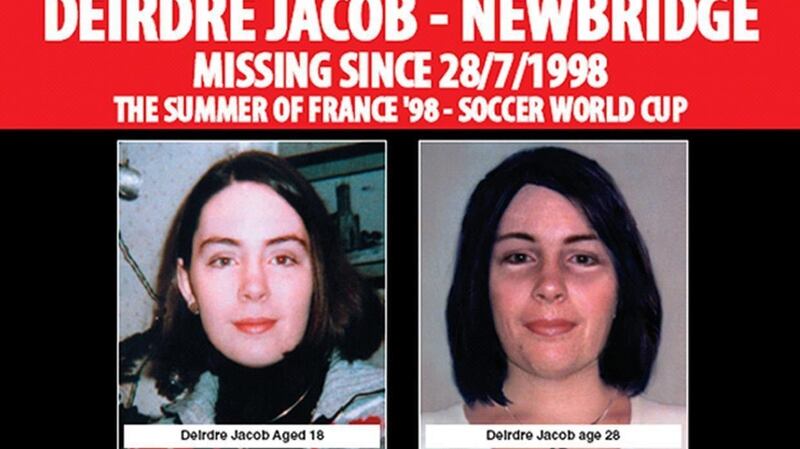 A missing person poster for Deirdre Jacob issued by the gardaí in 2008. File photogrraph: Garda/PA Wire