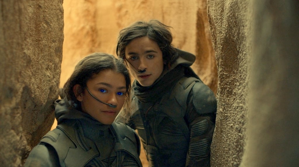 Zendaya and Timothée Chalamet in Denis Villeneuve’s sci-fi blockbuster Dune. Photograph: Warner Bros