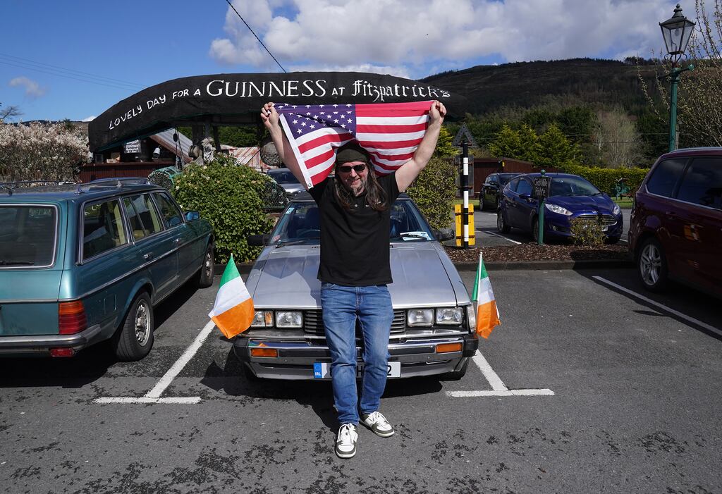Barra Mulligan, from Omeath, Co Louth - fifth cousin of President Joe Biden - outside Fitzpatrick's Pub & Restaurant in Jenkinstown, Co Louth, where Biden met locals during his visit in 2016. Photograph: PA Images