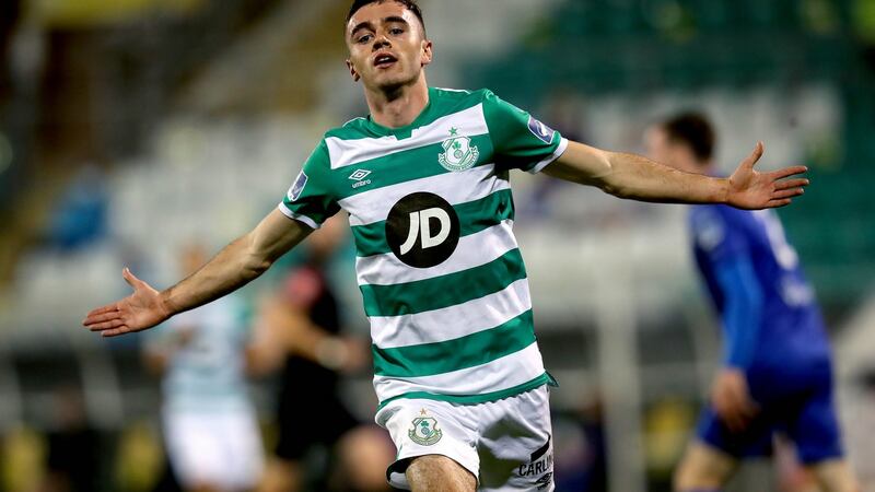 Dean Williams celebrates scoring the sixth goal in the win over Waterford at Tallaght Stadium on September 21st. Photograph: Ryan Byrne/Inpho