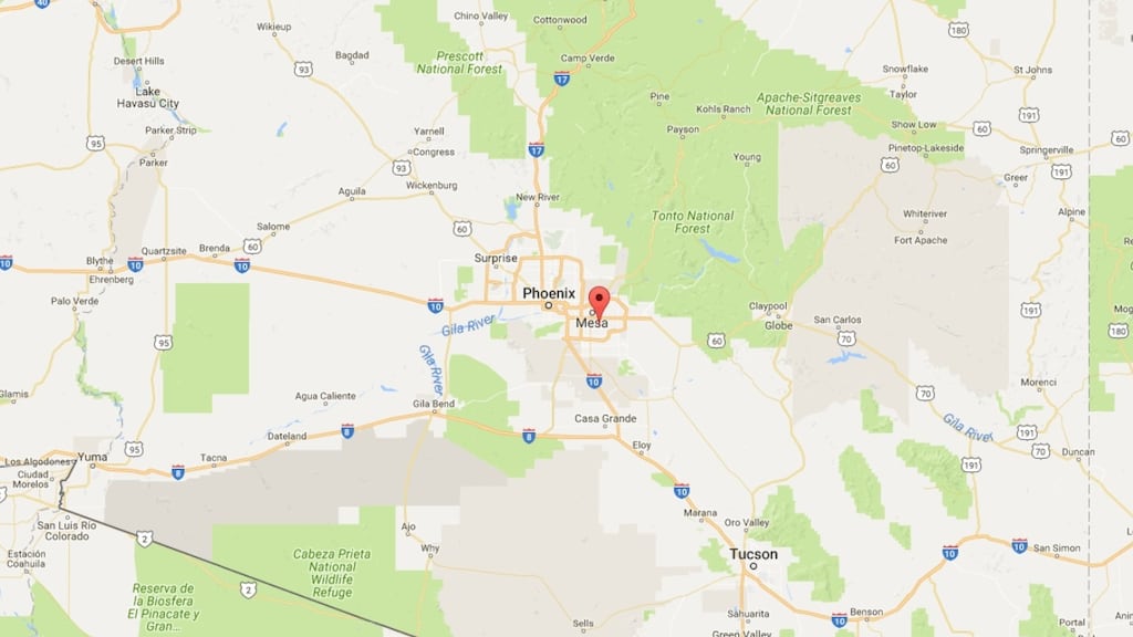 Aerial footage from television news helicopters show a sheriff’s Incident Command Centre van and a county medical vehicleat the scene in Gilbert, east of Phoenix, Arizona