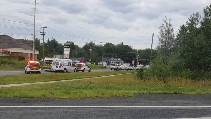 Emergency services attend the scene of the incident occured in eastern city of Fredericton, New Brunswick. Photograph: Reuters