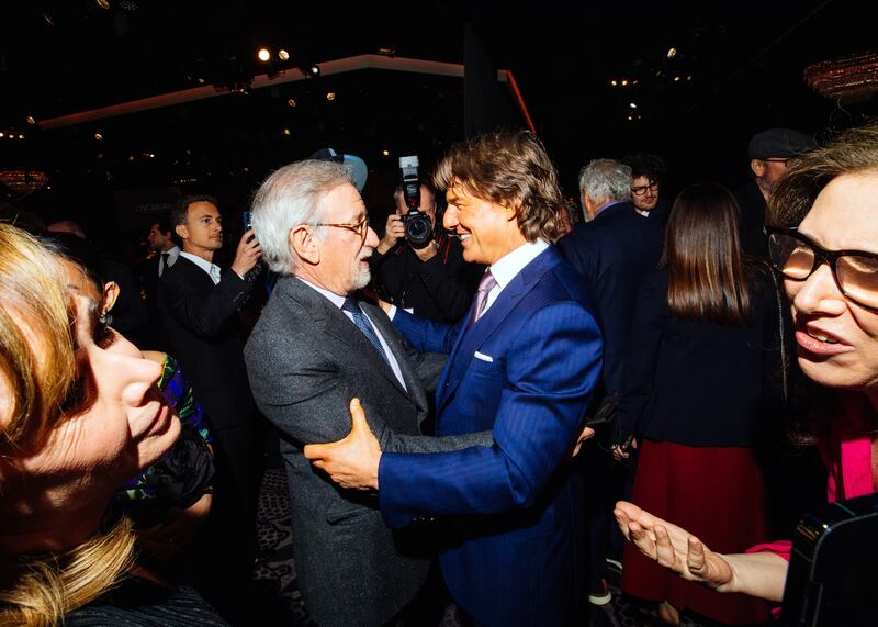 Steven Spielberg with Tom Cruise at the luncheon. Photograph: Sinna Nasseri/The New York Times