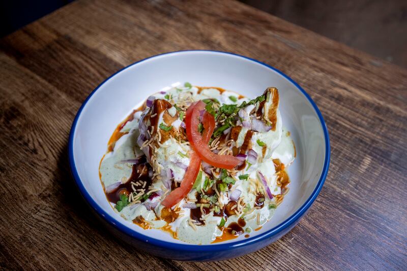 Kasi's samosa chaat. Photograph: Tom Honan