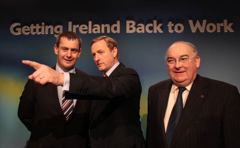 Former Fine Gael leader Enda Kenny with Tom Sheahan TD (left) and Senator Paul Coghlan. Photograph: Brenda Fitzsimons