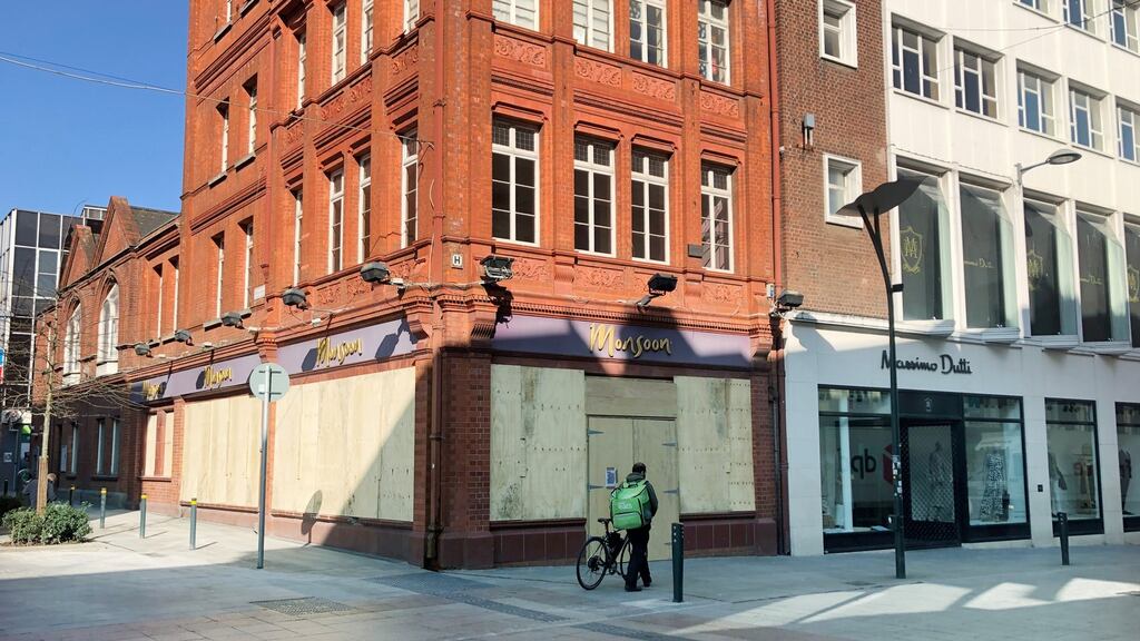 An empty Grafton Street in Dublin at one point during the lockdown. Photograph: Bryan O’Brien