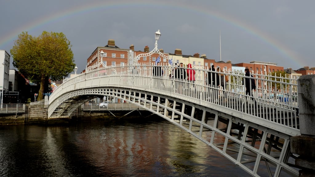 The racist graffiti was scrawled on the pavement of the Ha’penny Bridge, Dublin. File photograph: Alan Betson /The Irish Times