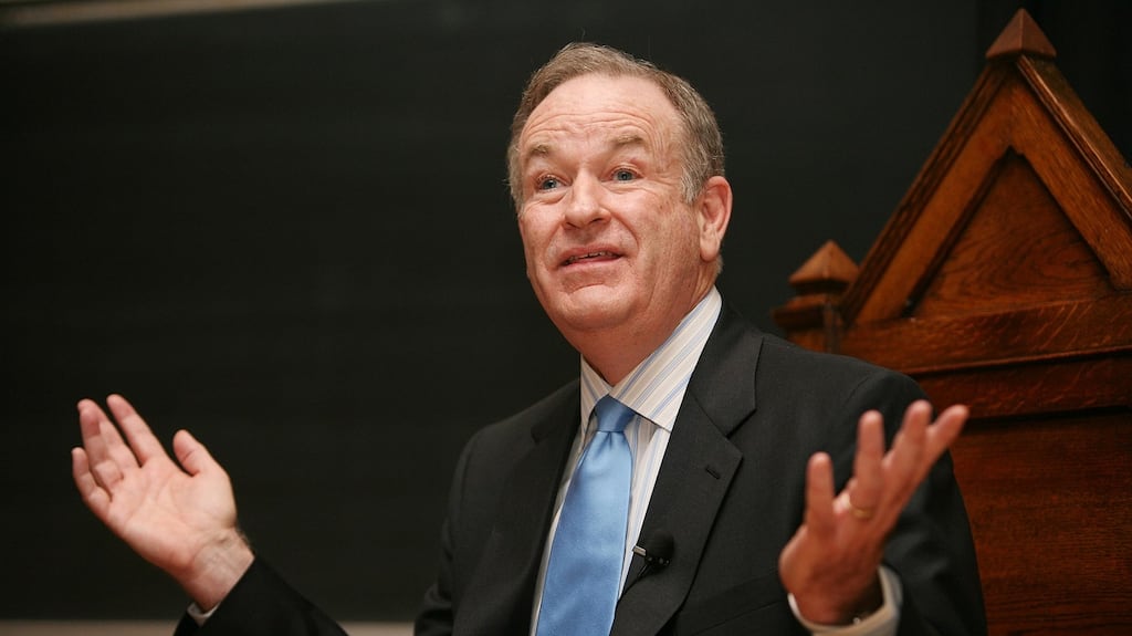 Bill O’Reilly, presenter of “The O’Reilly Factor” on the Fox News Channel, speaking to students from Trinity College’s philosophical society. Photograph: The Irish Times