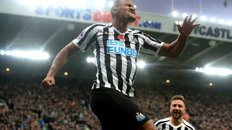 Newcastle United’s Salomon Rondon celebrates scoring his side’s second goal at St James’ Park. Photograph: PA