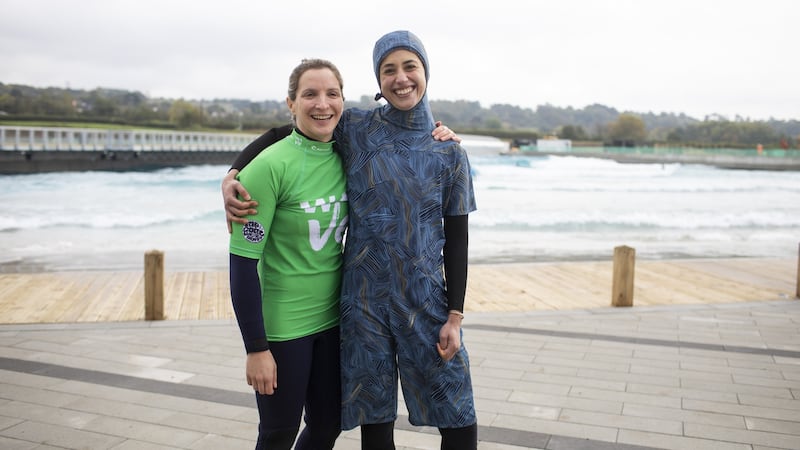 Easkey Britton and Iranian triathlete Shirin Gerami.
