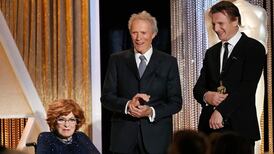 Maureen O’Hara accepts her first Oscar in Los Angeles