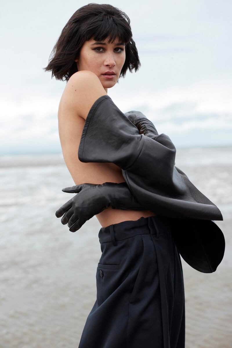 Lola Iris gloves €2,900. Trousers €315 by Hache at Havana, Donnybrook, Dublin 4