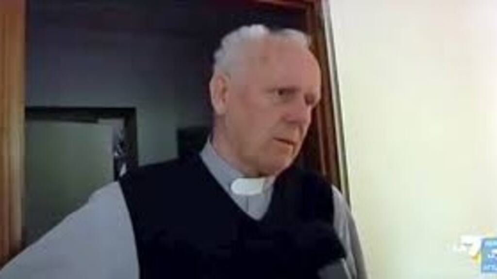 A screengrab of Italian priest Don Gino Flaim, who has been suspended from his functions at the San Pio X church in Trent, northern Italy, after he made comments in which he appeared to “justify” paedophilia.
