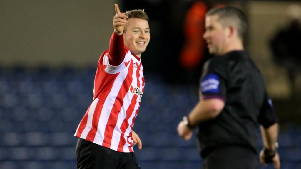 Derry City’s Michael Rafter struck twice against Shelbourne. Photograph: Cathal Noonan/Inpho