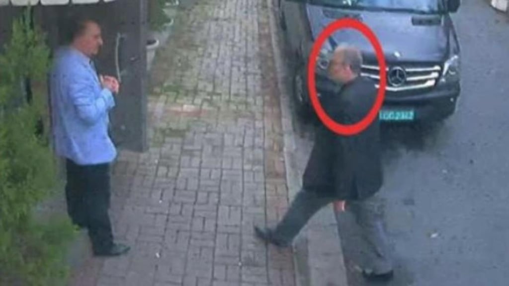 A still image taken from CCTV video of Saudi journalist Jamal Khashoggi as he walks into Saudi Arabia’s consulate in Istanbul on October 2nd. Photograph: TRT World/Handout via Reuters