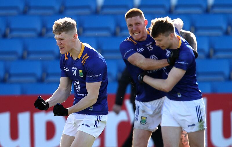 Wicklow's Kevin Quinn celebrates during the Leinster GAA Senior Football Championship Round 1 match against Westmeath. Photograph: Bryan Keane/Inpho