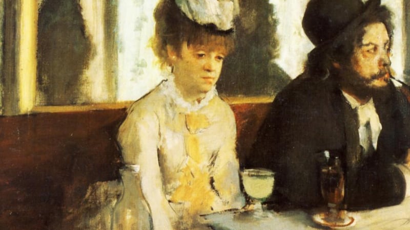 The Absinthe Drinker by Degas, which depicts the Cafe Nouvelle Athènes