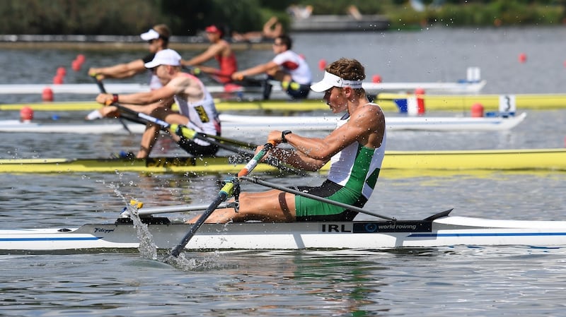 Ireland’s Hugh Sutton came through in his repechage in the lightweight single sculls