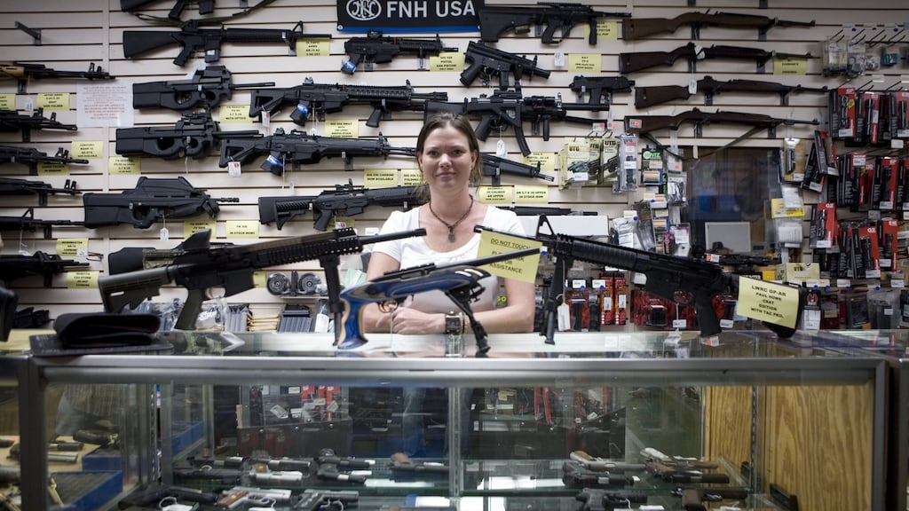 Gina Brewer, the manager Texas Gun, one of the 6,700 gun dealers located near the 2,000 miles long U.S.-Mexico border, insists that she has not sold weapons to Mexican drug cartels representatives, in San Antonio, File Photograph: Gilles Mingasson/Getty Images