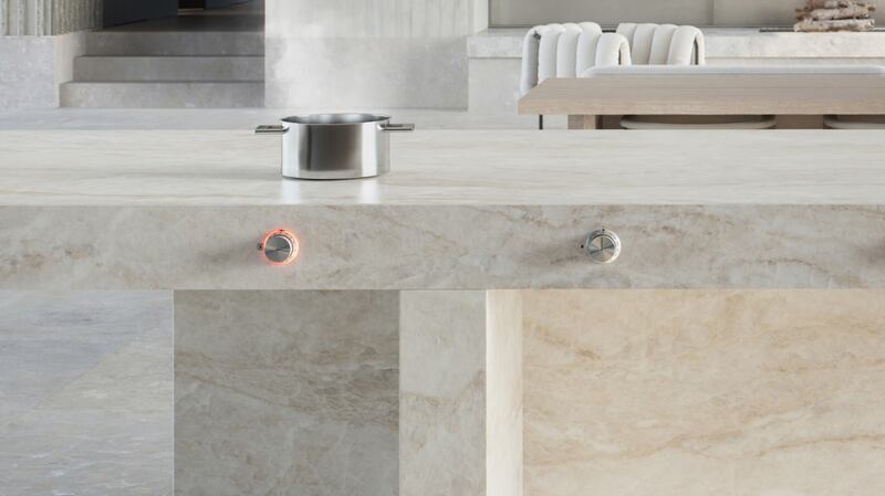 Gaggenau’s removable magnetic surface protectors for your pots and pans safeguard the worktop and ensure there is no noise from saucepans moving across the stone surface