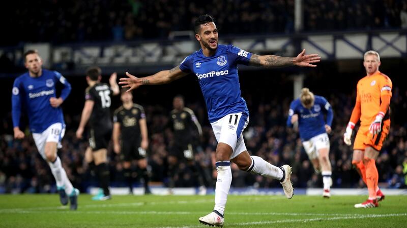 Theo Walcott scored twice for Everton against Leicester. Photograph: Nick Potts/PA