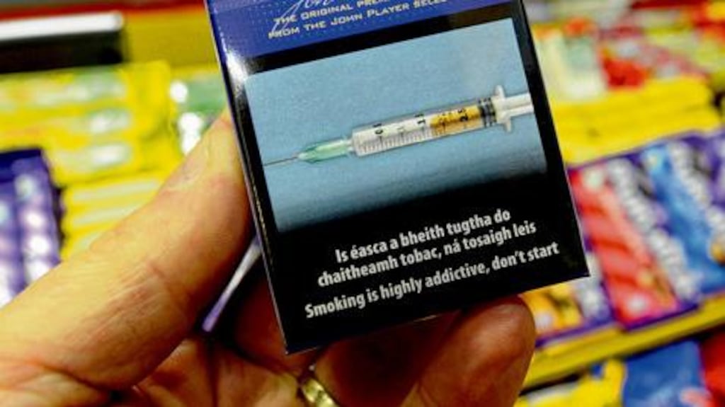 One of 14 graphic images on cigarette packets designed to deter people from smoking. Photograph: Alan Betson