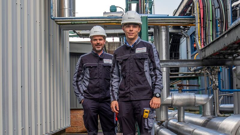 Father and son John and Killian Hackett who work at Thermo Fisher Scientific