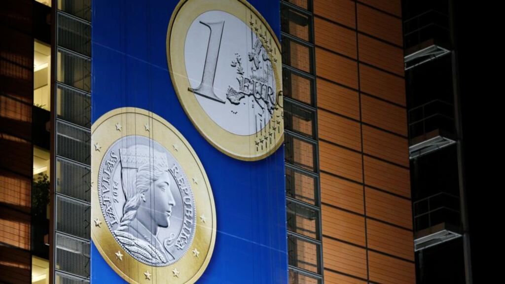 A banner on the facade of the European Commission headquarters in Brussels. Ireland has the highest expenditure rate on unemployment in the EU, according to the European Commission’s statistics agency Eurostat. Photograph: Francois Lenoir/Reuters.