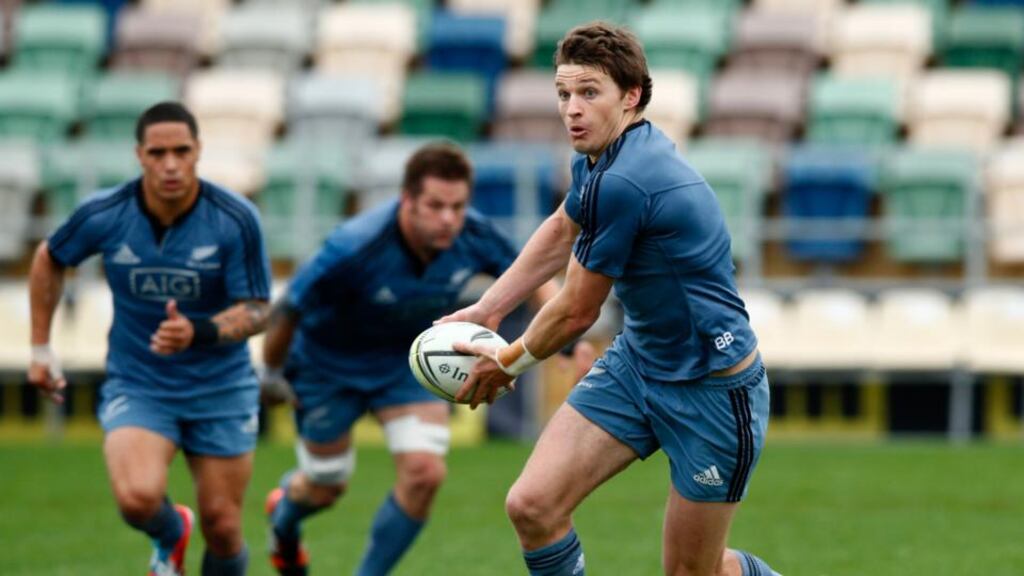Beauden Barrett during a New Zealand All Blacks training session at McLean Park in Napier, New Zealand. Barrett is set to make his first start at outhalf against Argentina. Photograph: Phil Walter/Getty Images