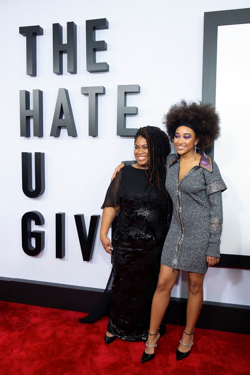Angie Thomas and Amandla Stenberg attend The Hate U Give New York screening. Photograph: Santiago Felipe/Getty