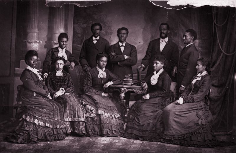 Fisk Jubilee Singers with Mabel Lewis (second left), Ella Sheppard (centre) and America Robinson (right). Photograph: Hulton Archive/Getty