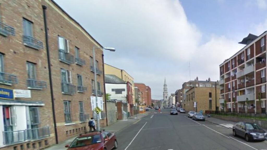 The woman in her 30s was a passenger in the car which was stolen on Hill Street near Mountjoy Square in the north of the city at about 3pm. File Image: Google Street view