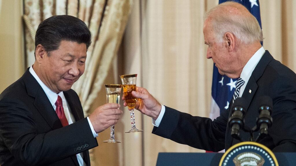 Chinese president Xi Jinping and then US vice-president Joe Biden in Washington in 2015. Photograph:  Paul J Richards/AFP via Getty Images
