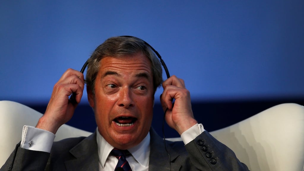 Former leader of UKIP Nigel Farage at a conference in Portugal this week. Photograph: Rafael Marchante/Reuters