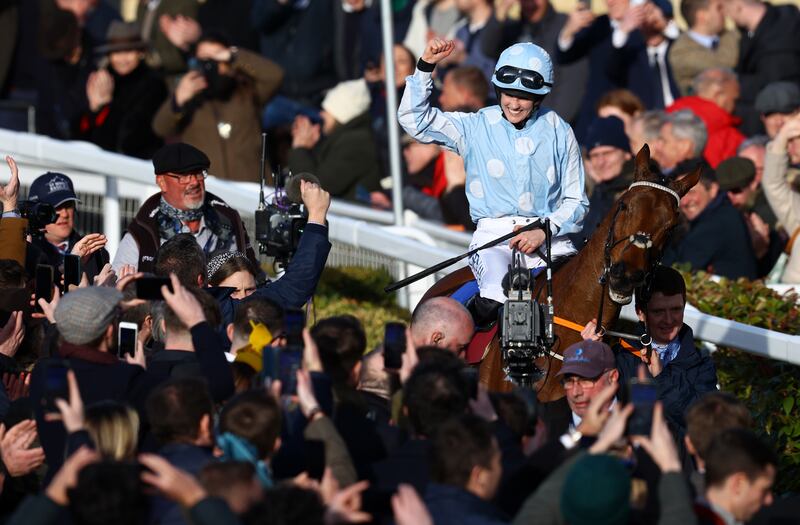 Rachael Blackmore's office was the weigh room and her co-workers were a rolling cast of a few dozen young men chasing the same dream. Photograph: Michael Steele/Getty Images