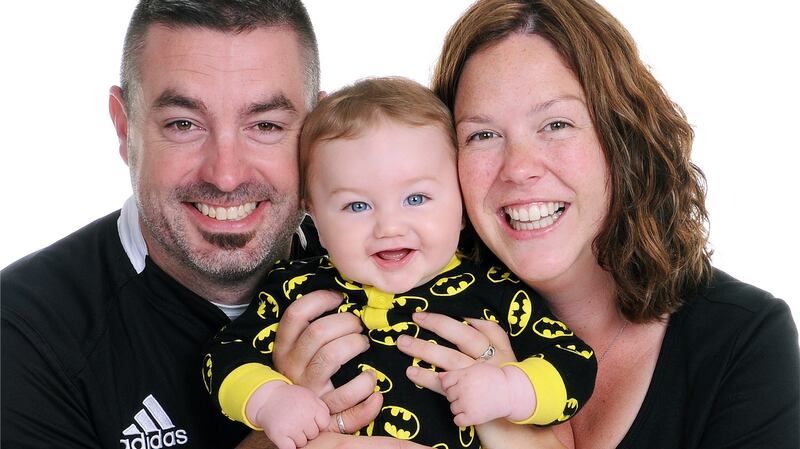 Sarah McGinley with her partner, Brent, and their baby son, Rua-Patrick.