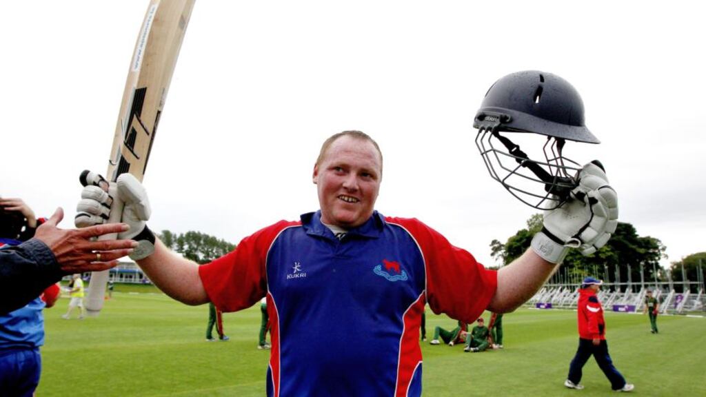 A match-winning century from Andrew Poynter for Clontarf in last summer’s RSA All-Ireland Senior Cup Final helped his return to the Ireland senior squad. Photograph: Ryan Byrne/Inpho