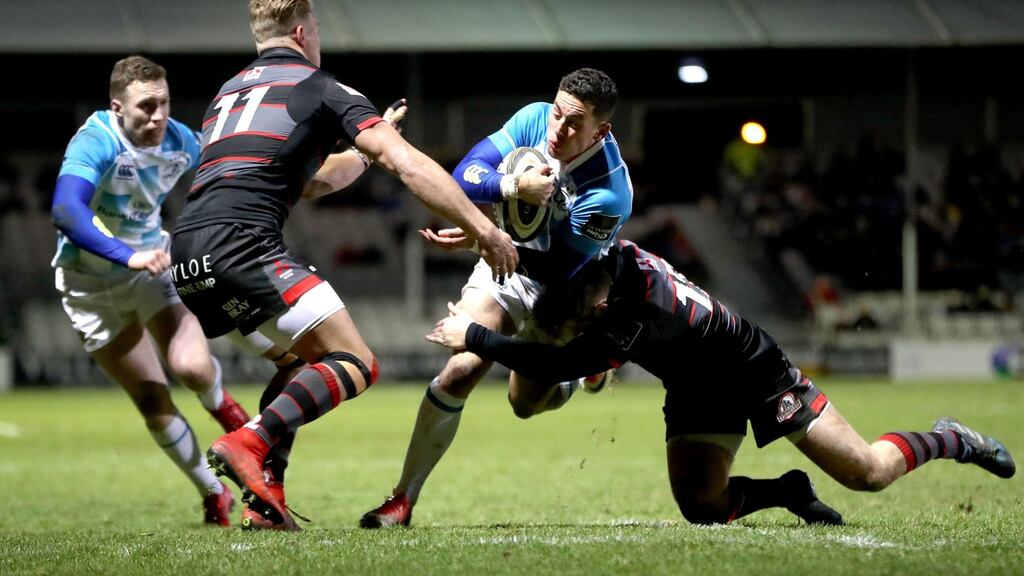 Edinburgh’s Chris Dean attempts to tackle Noel Reid of Leinster during the Pro14 tie. Photo: Bryan Keane/Inpho