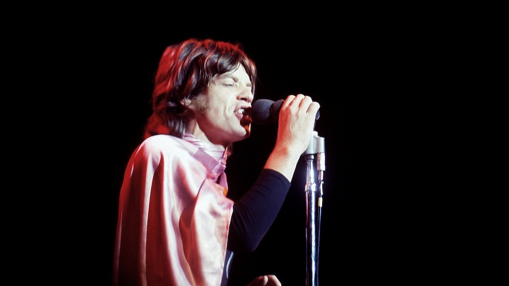 Mick Jagger of The Rolling Stones performs during the Altamont festival in December 1969. Photo: Jeff Hochberg/Getty Images