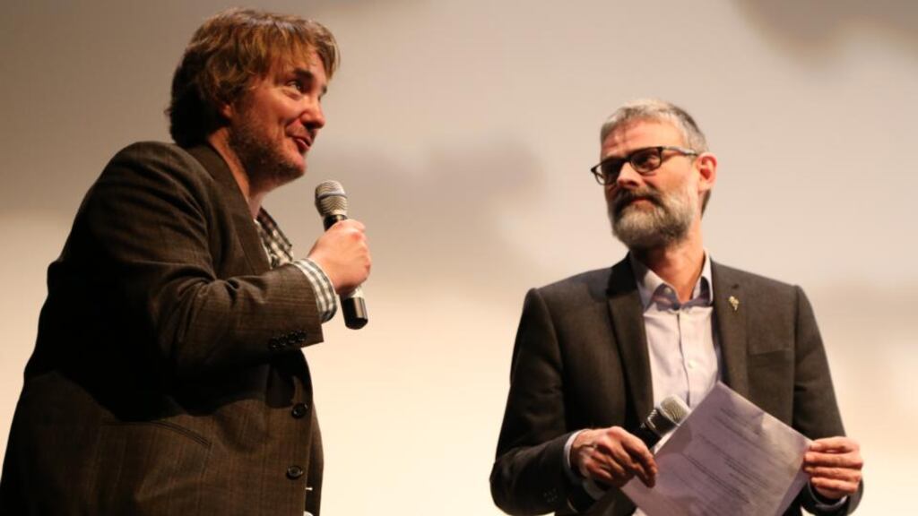 Dylan Moran with the Cork Film Festival's Creative Director James Mullighan
