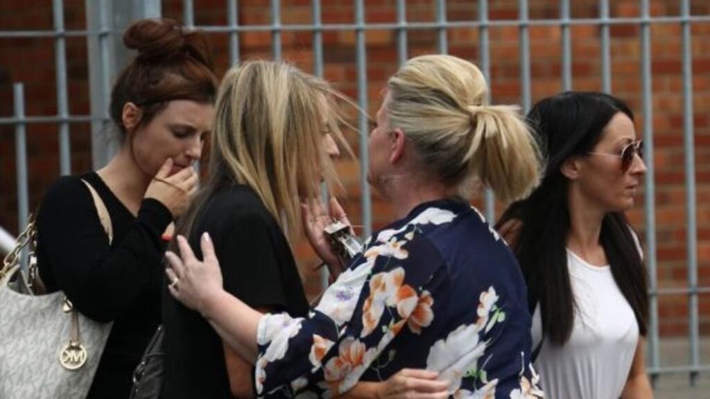 Family members of Dale Creighton outside a court hearing in 2014. Photograph: Collins Dublin