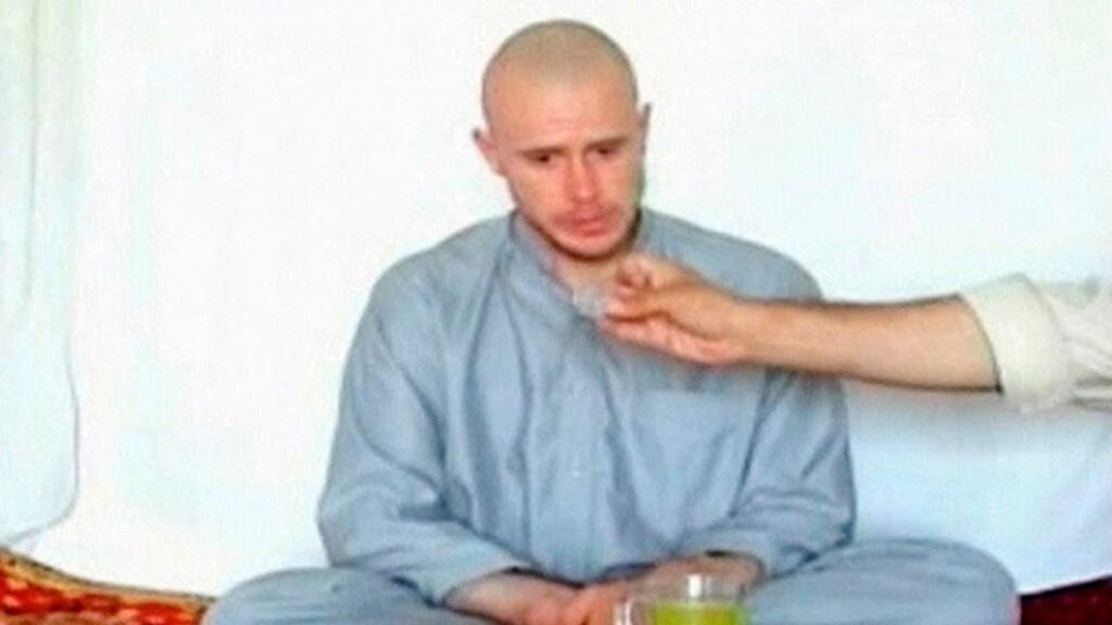US Army Private Bowe Bergdahl watches as one of his captors display his identity tag to the camera at an unknown location in Afghanistan in this July 19, 2009 file still image taken from video. Photograph: Reuters