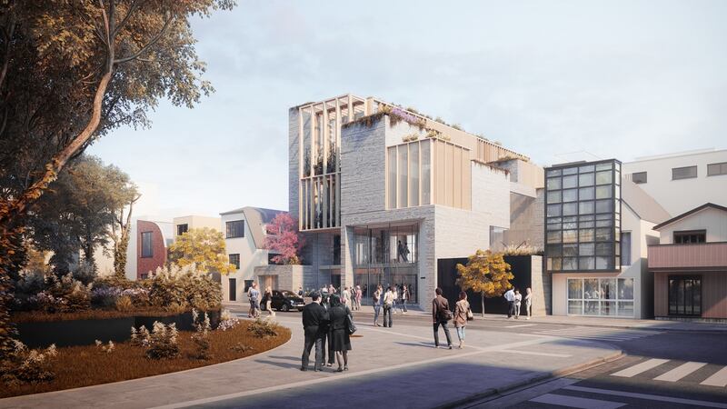 An illustration of the exterior of Henry J Lyons Architects’ winning design