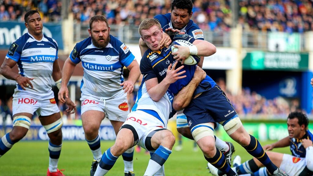 Dan Leavy in action against Castres at the RDS. Leavy, happily injury free, has consistently delivered on his prodigious ability this season. Photograph: Tommy Dickson/Inpho
