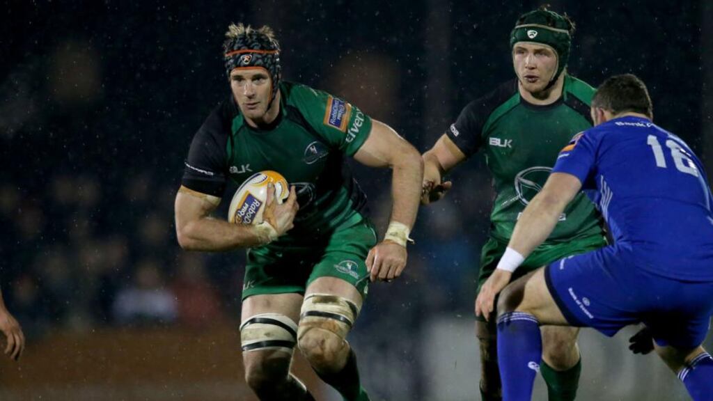 Craig Clarke in action against Leinster during this season’s RaboDirect Pro 12 clash at the Showgrounds. Photograph: Inpho